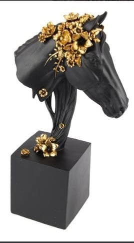 Horse Head with Gold details on stand
