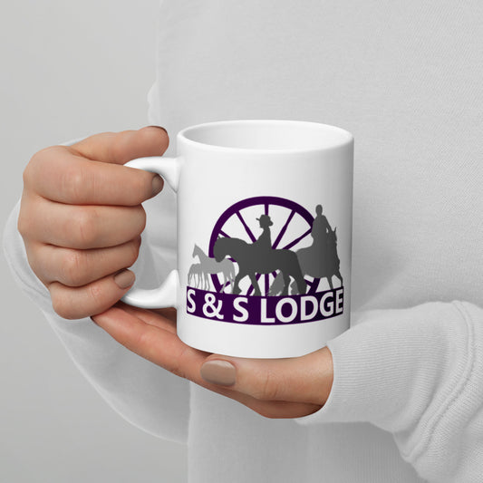 S & S Lodge White glossy mug